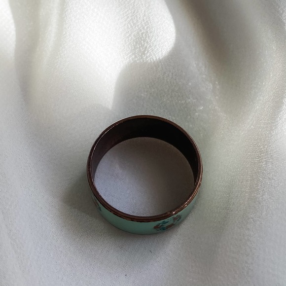 VTG Robin Egg Blue Flower Wreath Band Ring - Picture 6 of 9